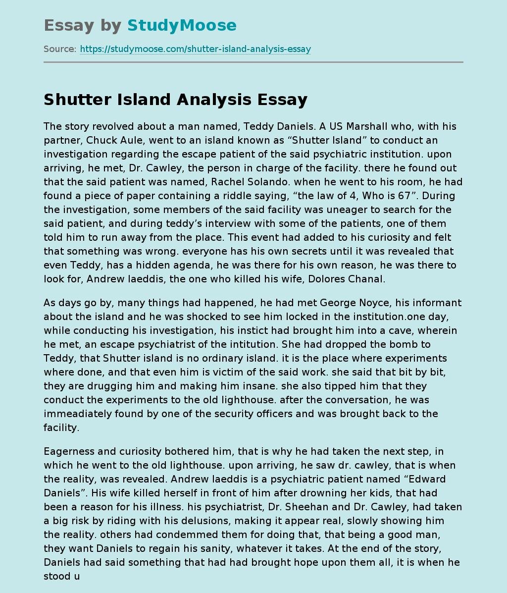 Shutter Island Analysis 1680788865317
